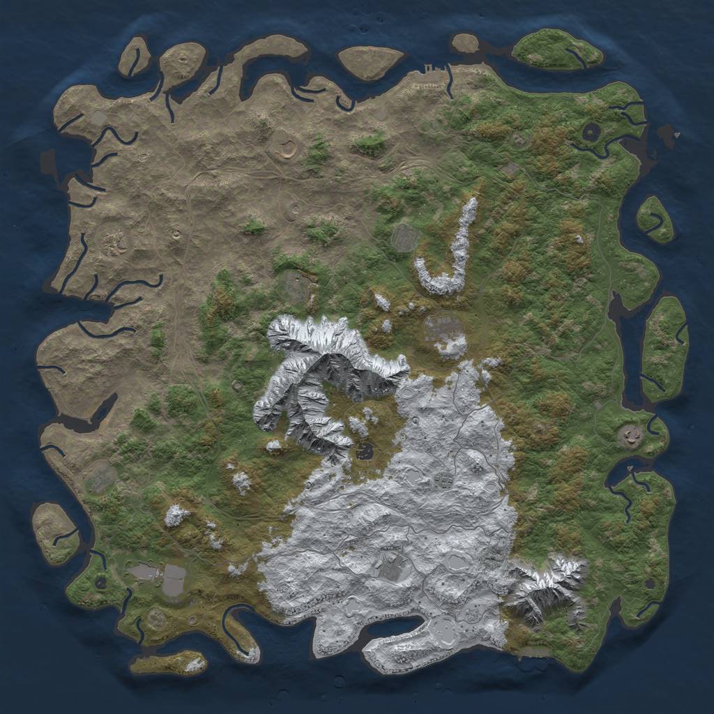 Rust Map: Procedural Map, Size: 6000, Seed: 1033459629, 20 Monuments