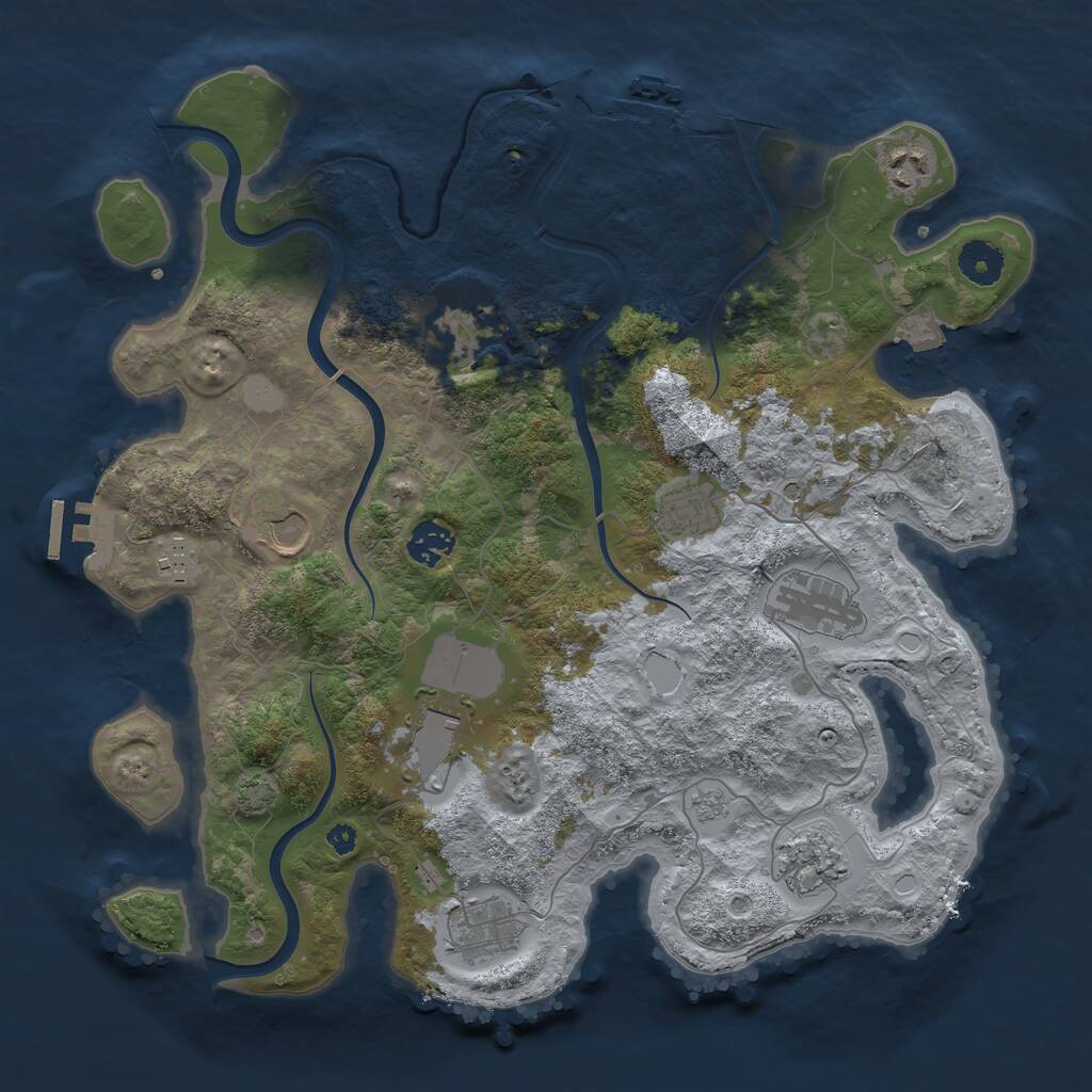 Rust Map: Procedural Map, Size: 3700, Seed: 275254316, 16 Monuments