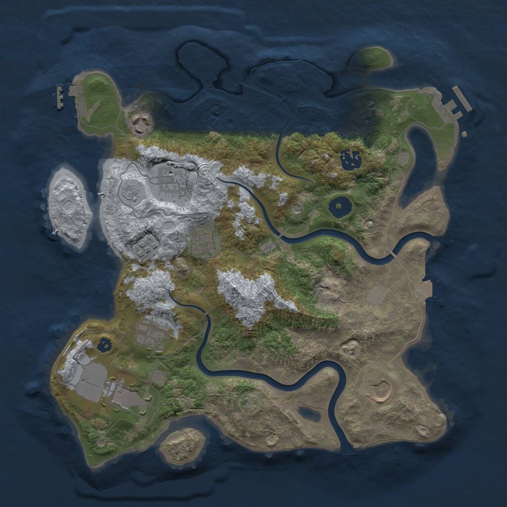 Rust Map: Procedural Map, Size: 3500, Seed: 1163470269, 14 Monuments