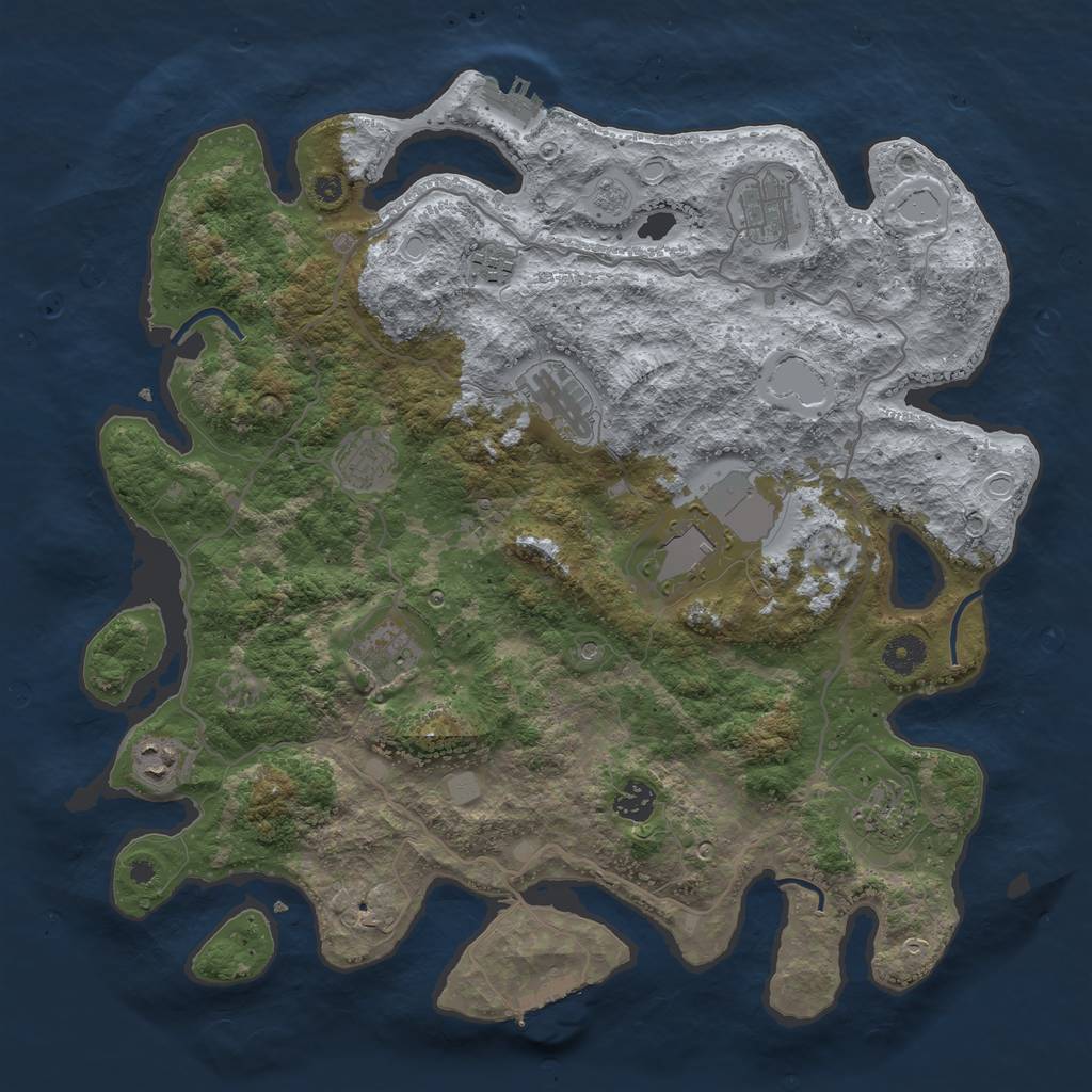 Rust Map: Procedural Map, Size: 4000, Seed: 438713286, 18 Monuments