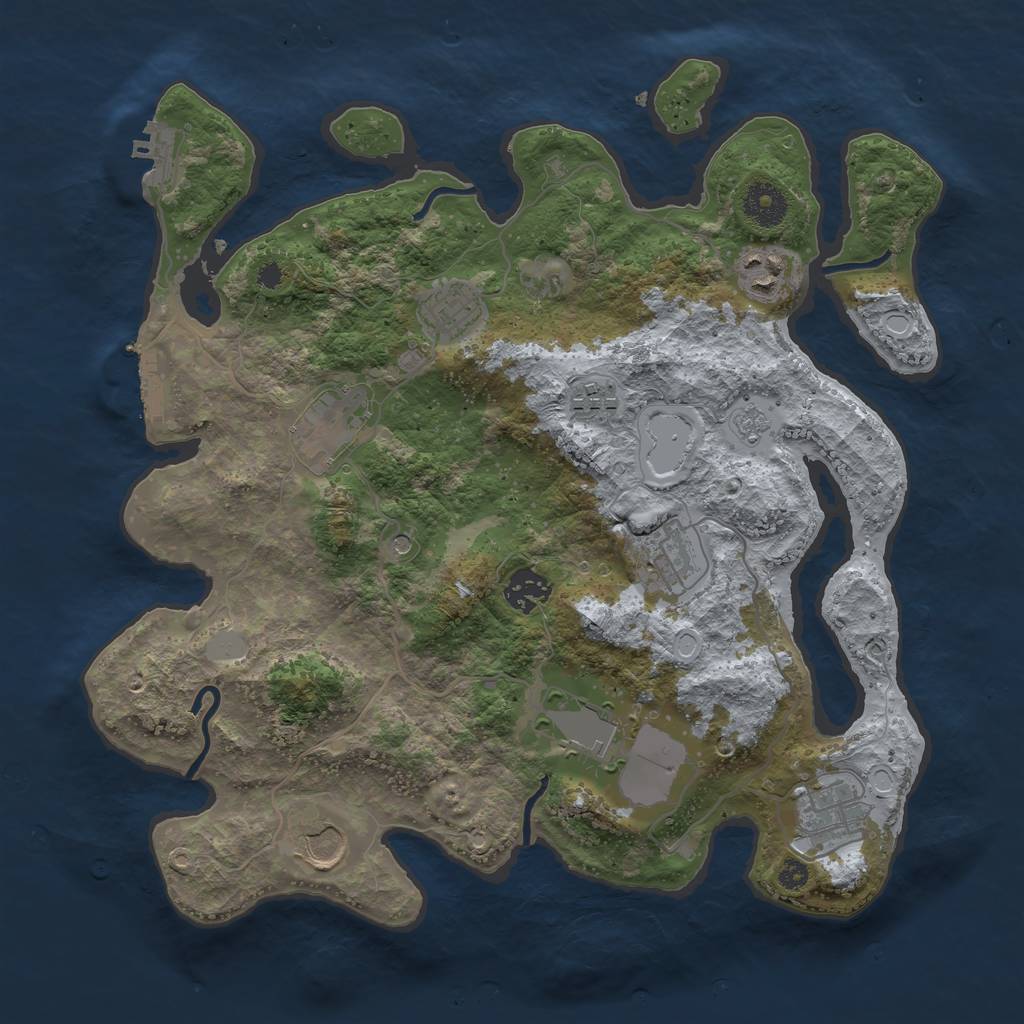 Rust Map: Procedural Map, Size: 3500, Seed: 11245123, 18 Monuments
