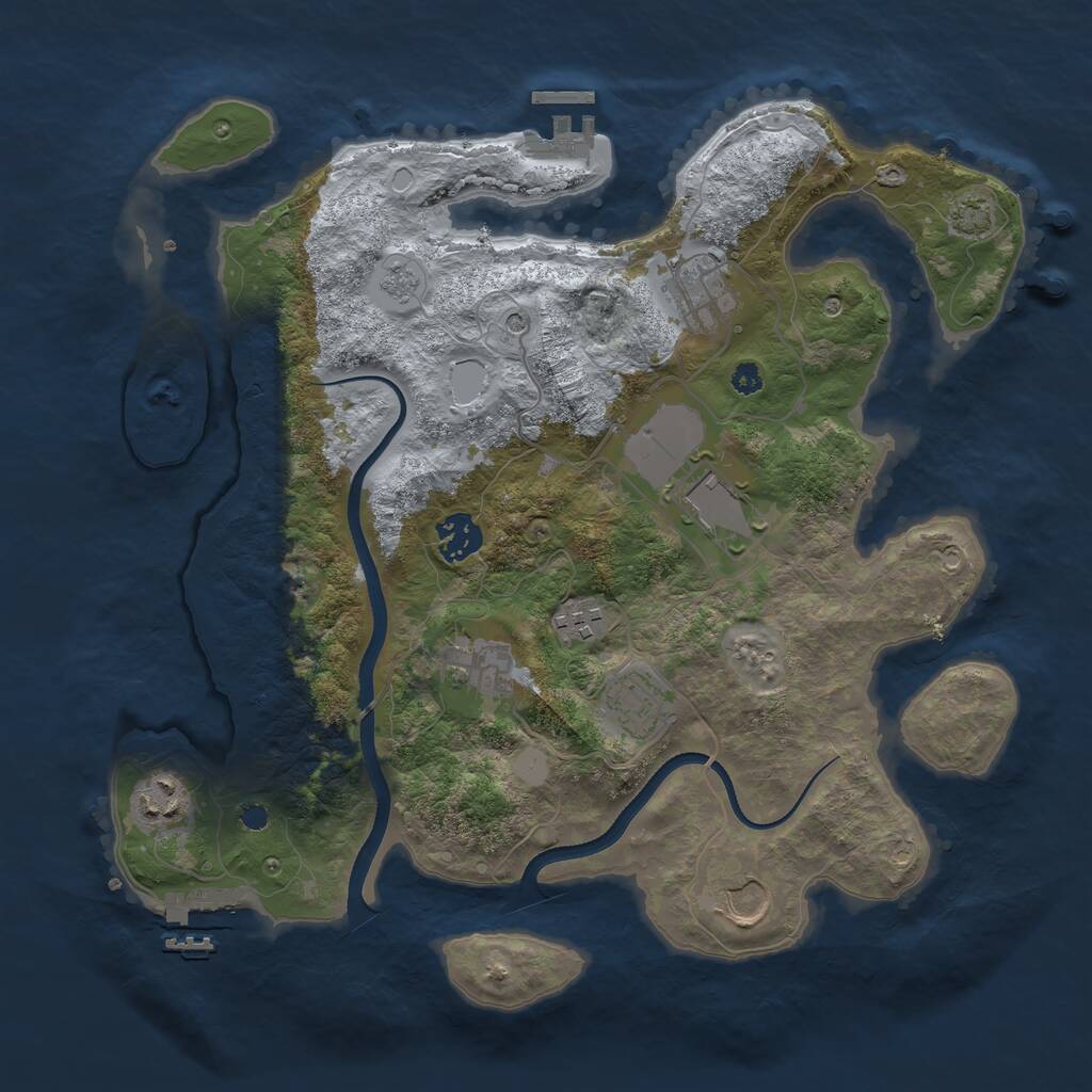Rust Map: Procedural Map, Size: 3500, Seed: 732048307, 14 Monuments