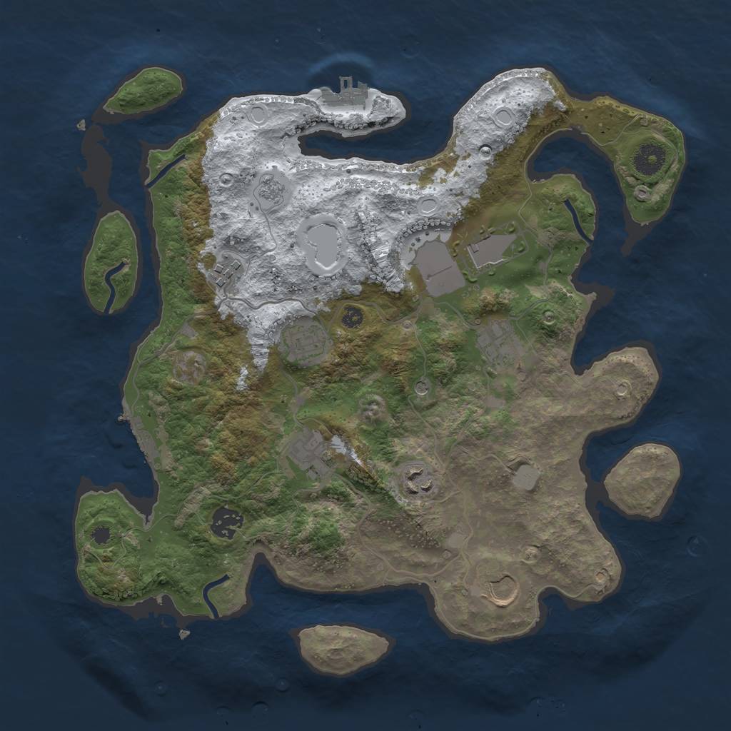 Rust Map: Procedural Map, Size: 3500, Seed: 732048307, 17 Monuments