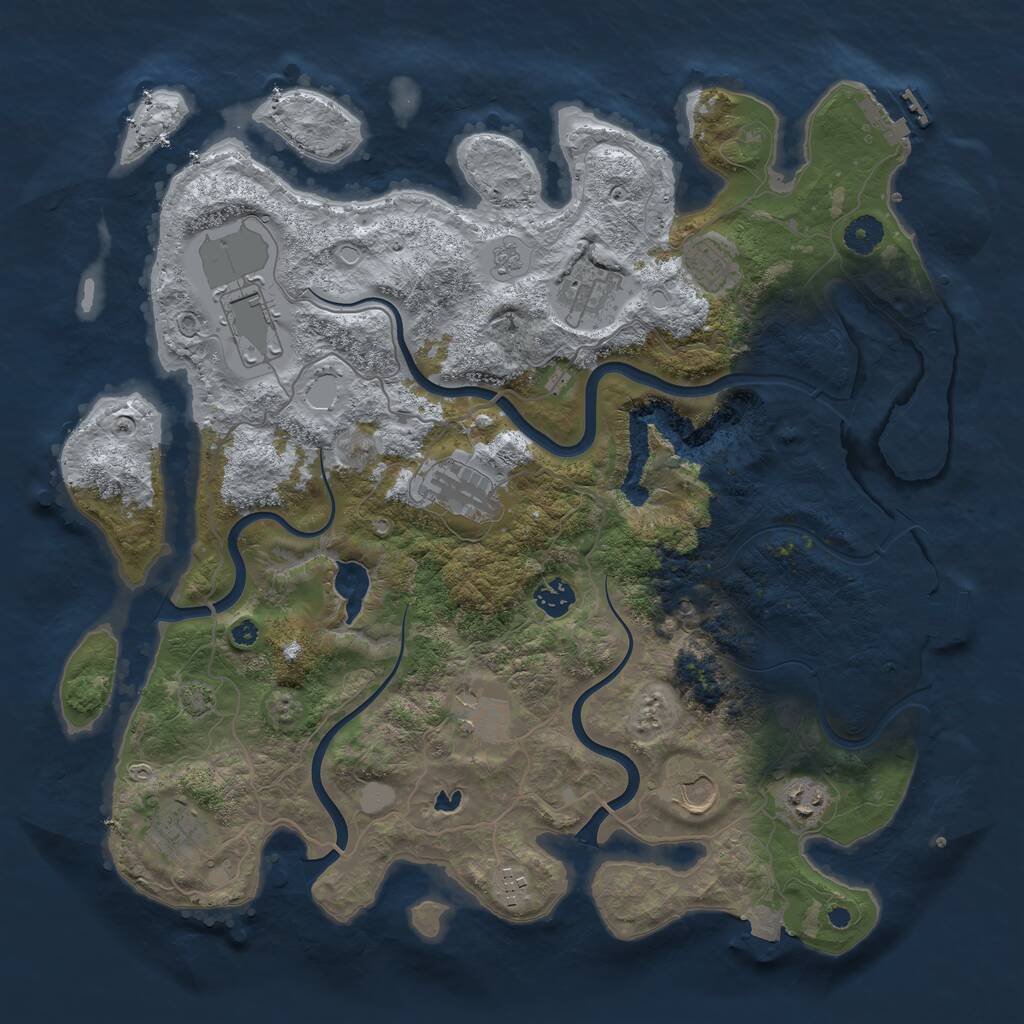 Rust Map: Procedural Map, Size: 4050, Seed: 2079991362, 16 Monuments