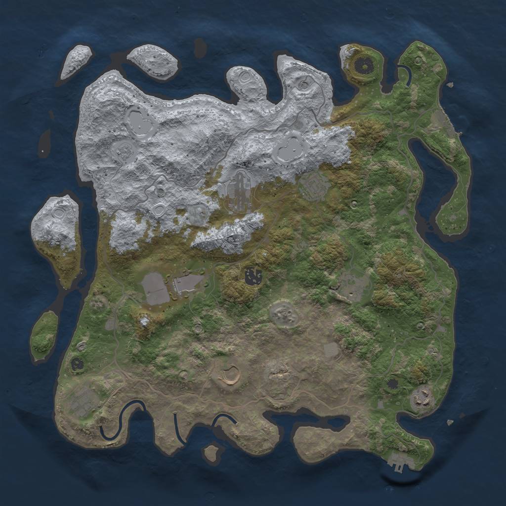 Rust Map: Procedural Map, Size: 4050, Seed: 2079991362, 17 Monuments