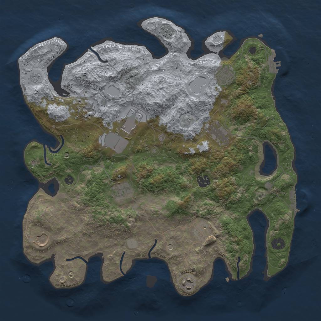 Rust Map: Procedural Map, Size: 3700, Seed: 279363963, 19 Monuments
