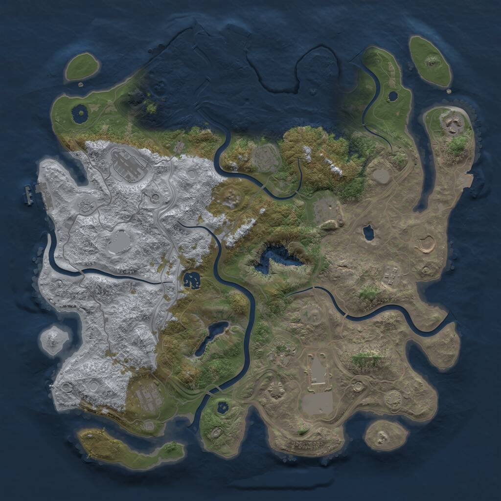 Rust Map: Procedural Map, Size: 4250, Seed: 589877181, 16 Monuments