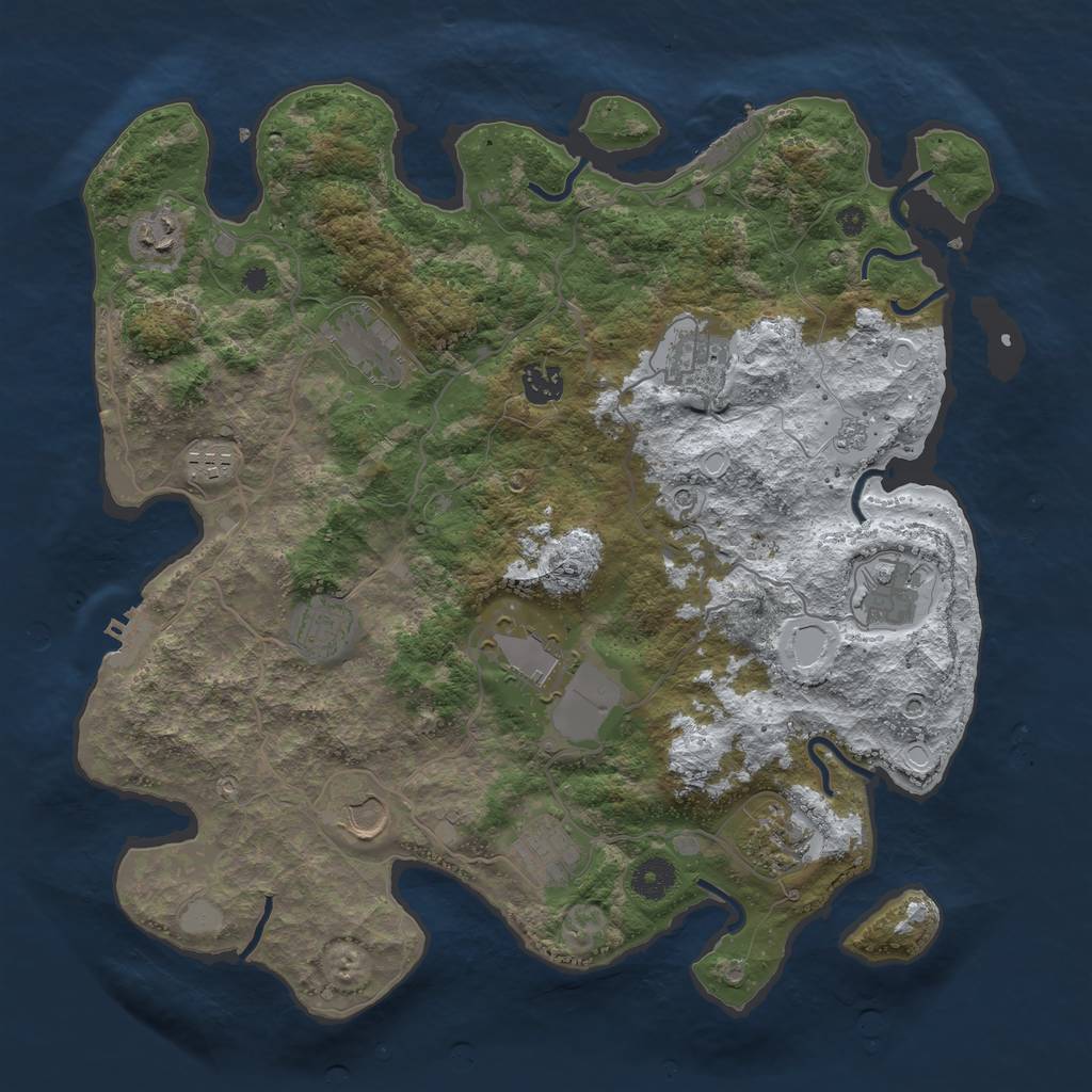 Rust Map: Procedural Map, Size: 3850, Seed: 247402550, 20 Monuments