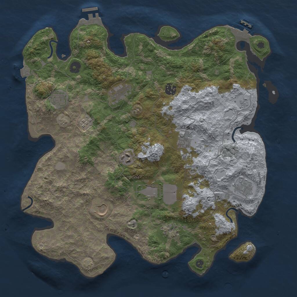 Rust Map: Procedural Map, Size: 3850, Seed: 247402550, 16 Monuments