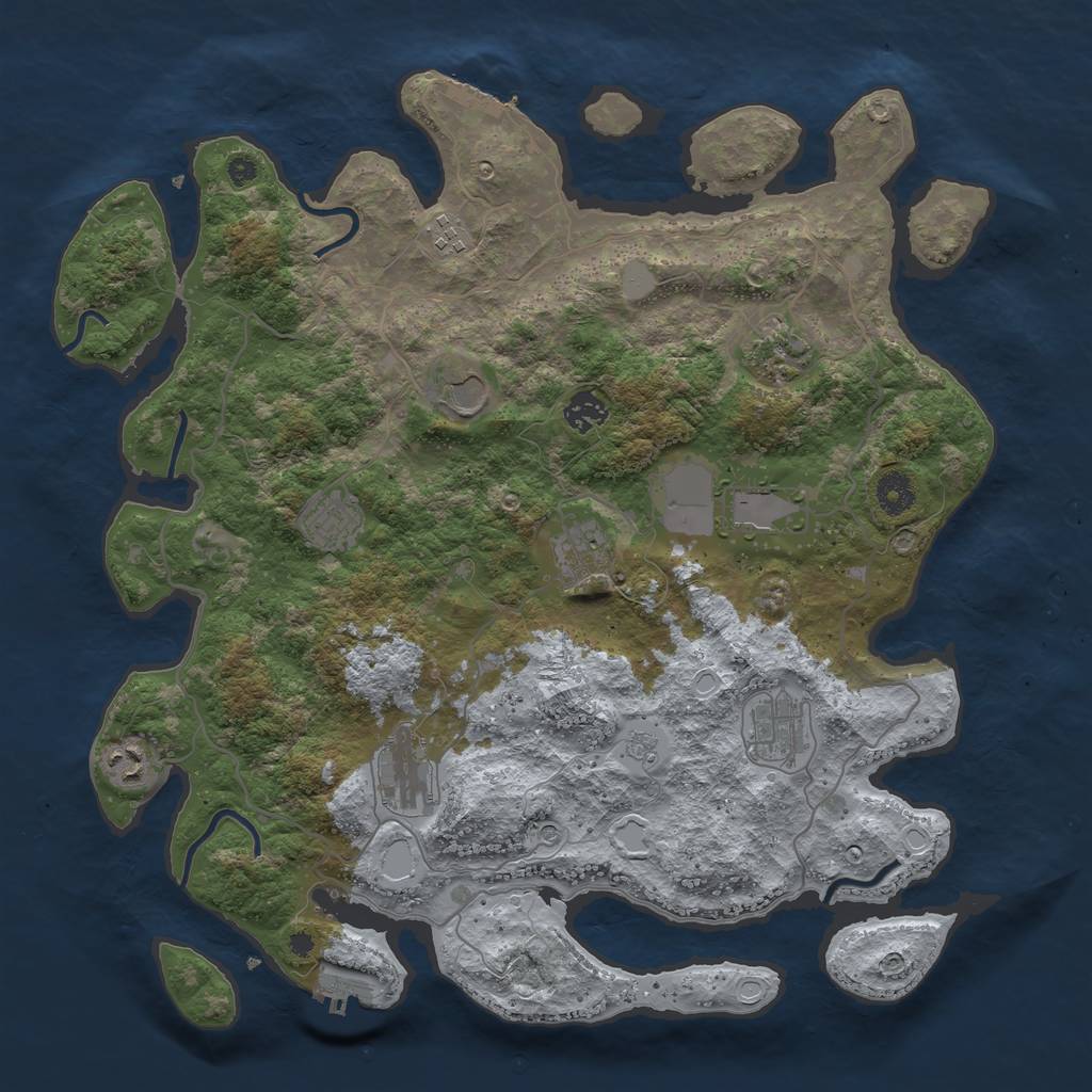 Rust Map: Procedural Map, Size: 4000, Seed: 527275, 19 Monuments