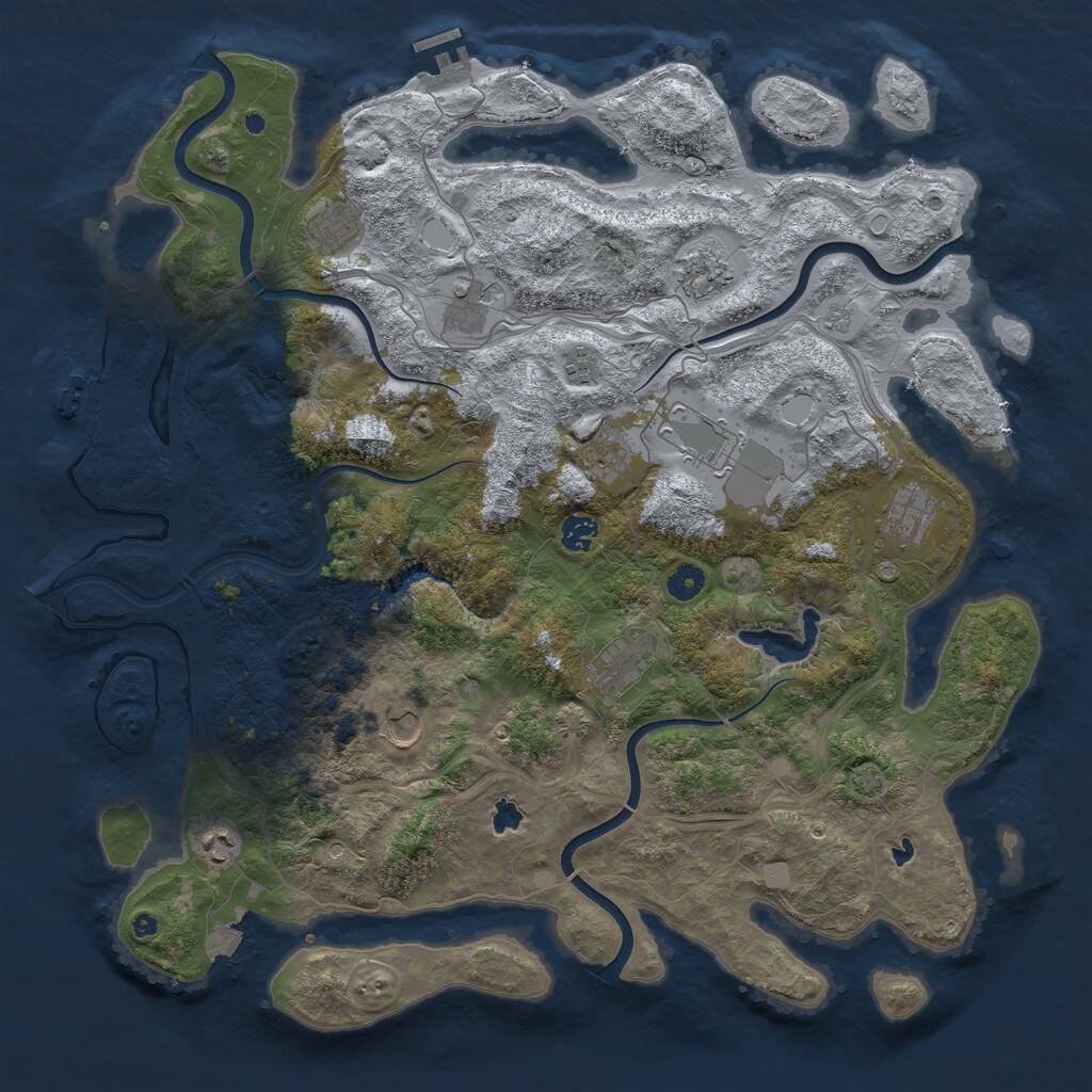 Rust Map: Procedural Map, Size: 4500, Seed: 489265, 17 Monuments