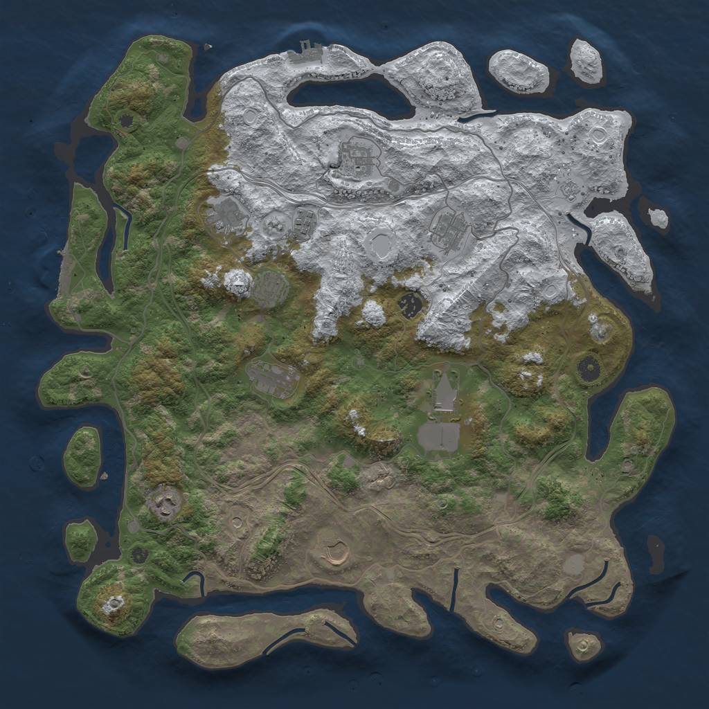 Rust Map: Procedural Map, Size: 4500, Seed: 489265, 19 Monuments