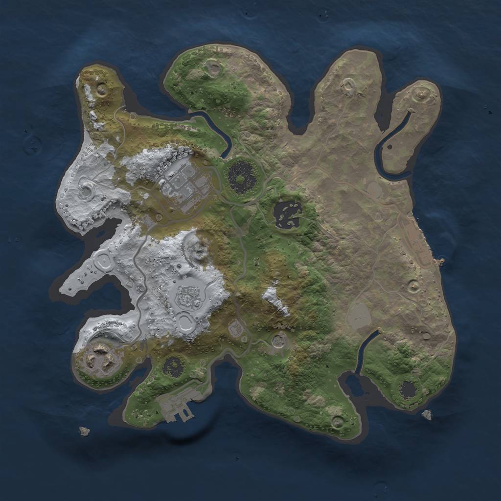 Rust Map: Procedural Map, Size: 2500, Seed: 2017342885, 12 Monuments