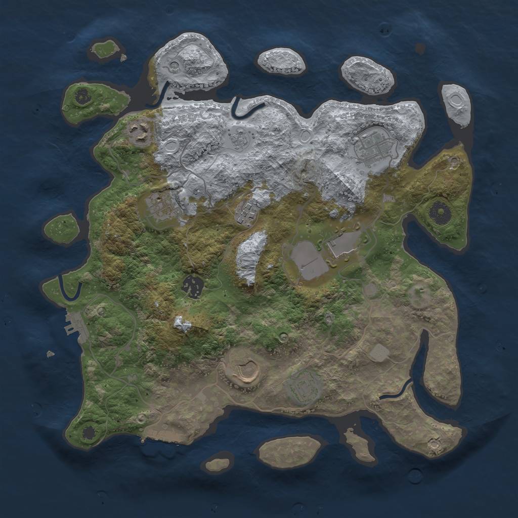 Rust Map: Procedural Map, Size: 3500, Seed: 2092192794, 17 Monuments