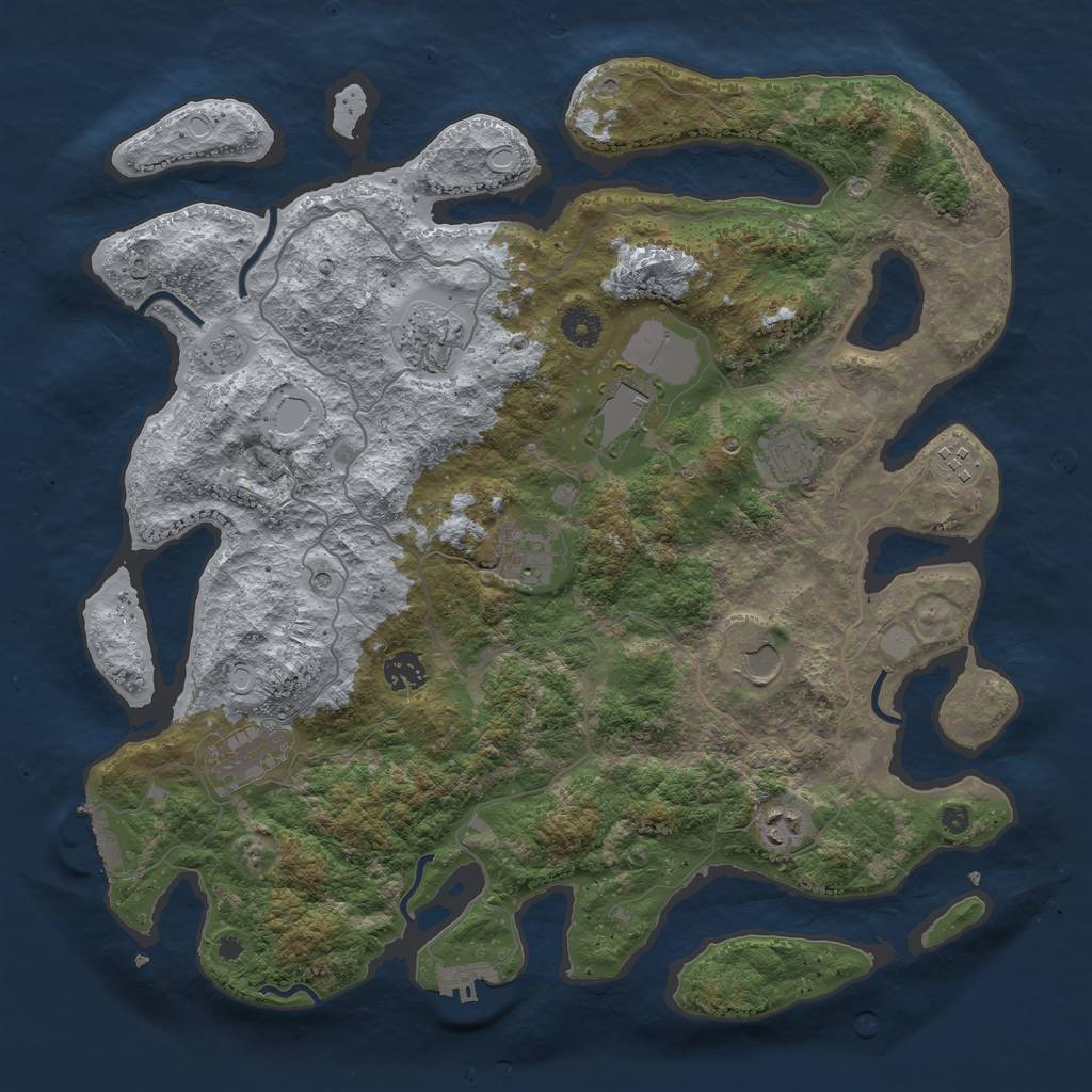 Rust Map: Procedural Map, Size: 4000, Seed: 1494270139, 18 Monuments