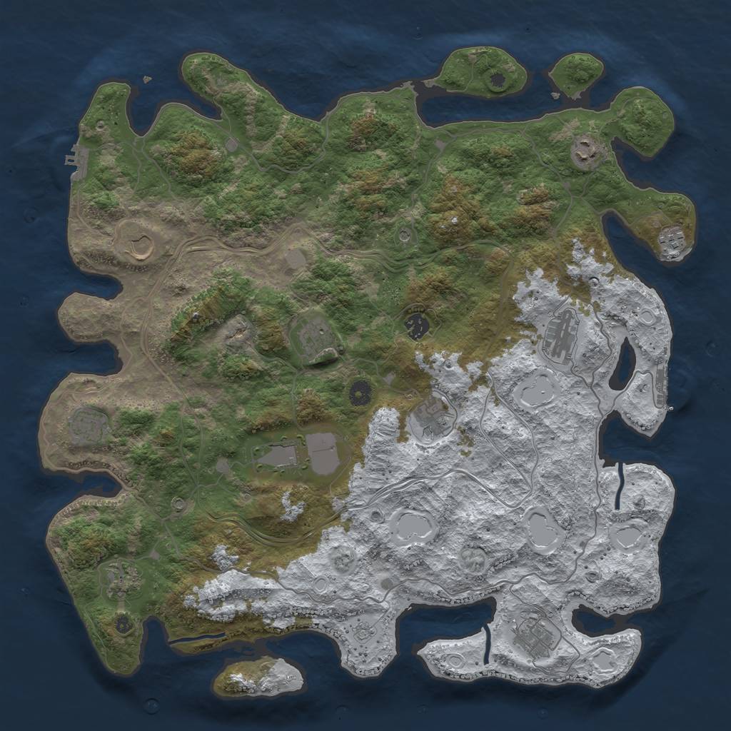 Rust Map: Procedural Map, Size: 4500, Seed: 1743884631, 20 Monuments