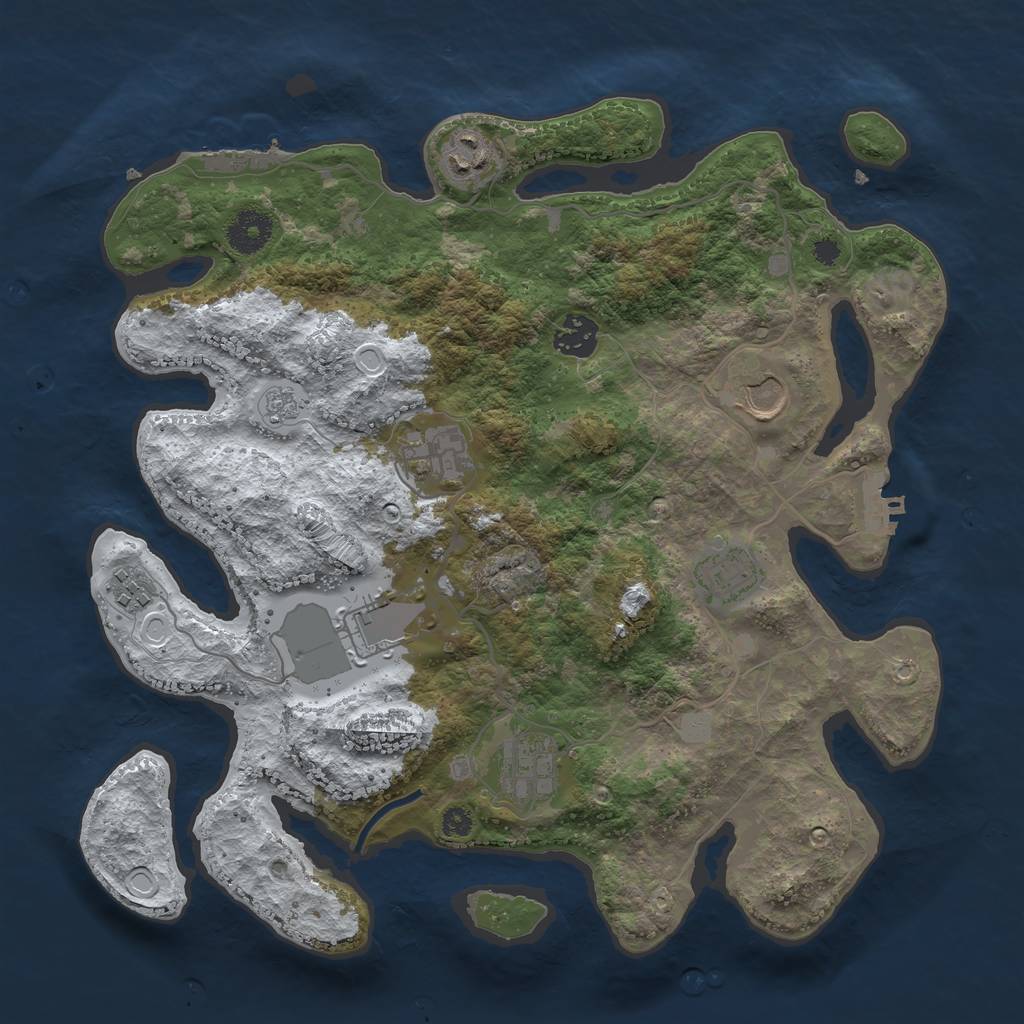 Rust Map: Procedural Map, Size: 3500, Seed: 76553649, 16 Monuments