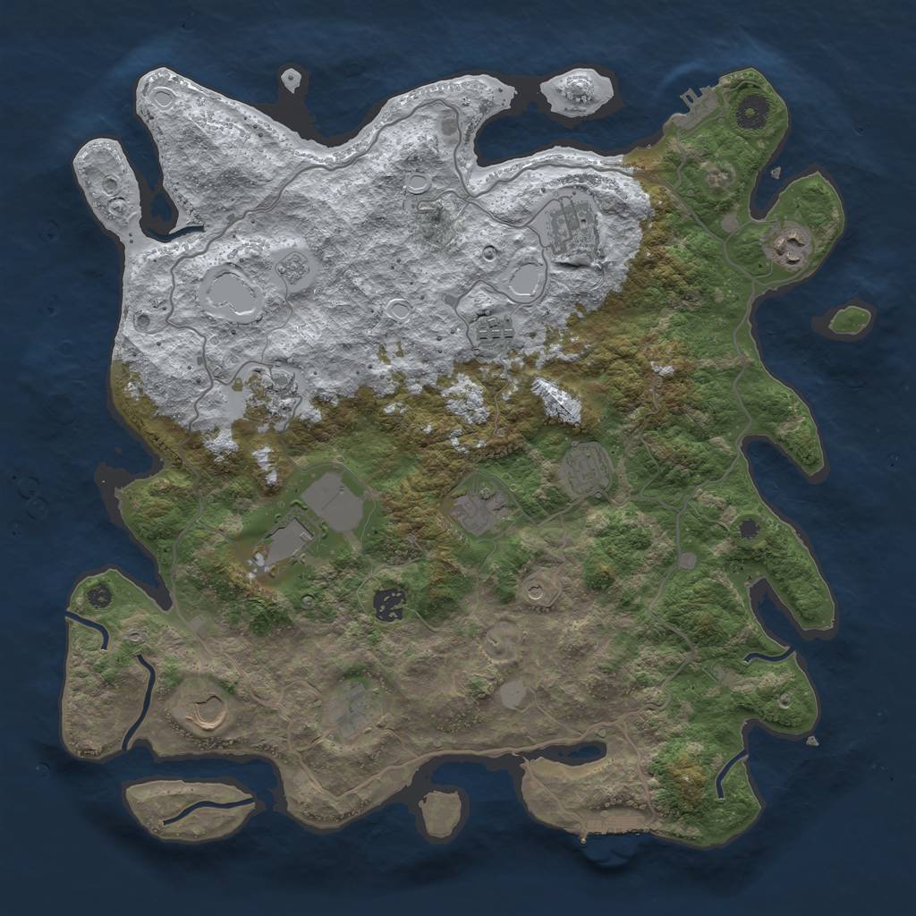 Rust Map: Procedural Map, Size: 4000, Seed: 94441, 19 Monuments