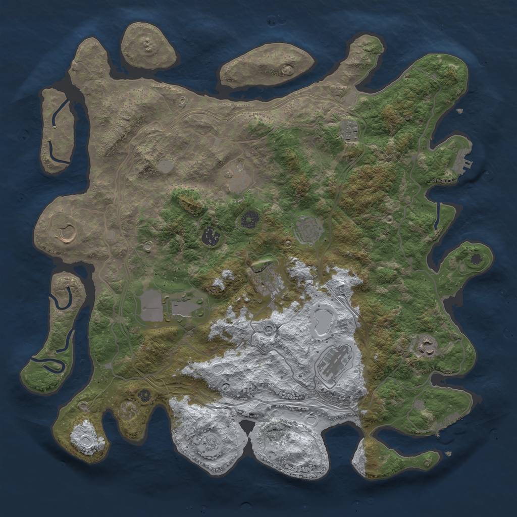 Rust Map: Procedural Map, Size: 4250, Seed: 4058, 18 Monuments