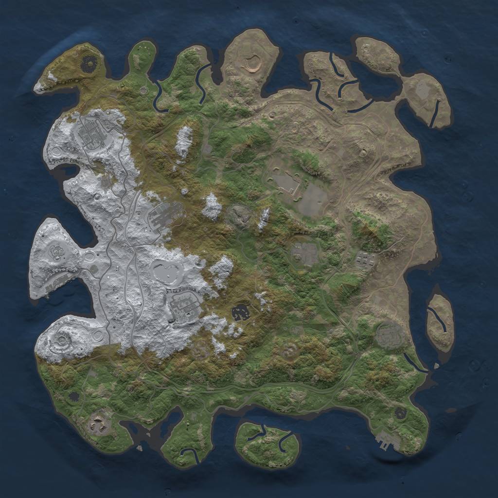Rust Map: Procedural Map, Size: 4250, Seed: 1382671901, 19 Monuments