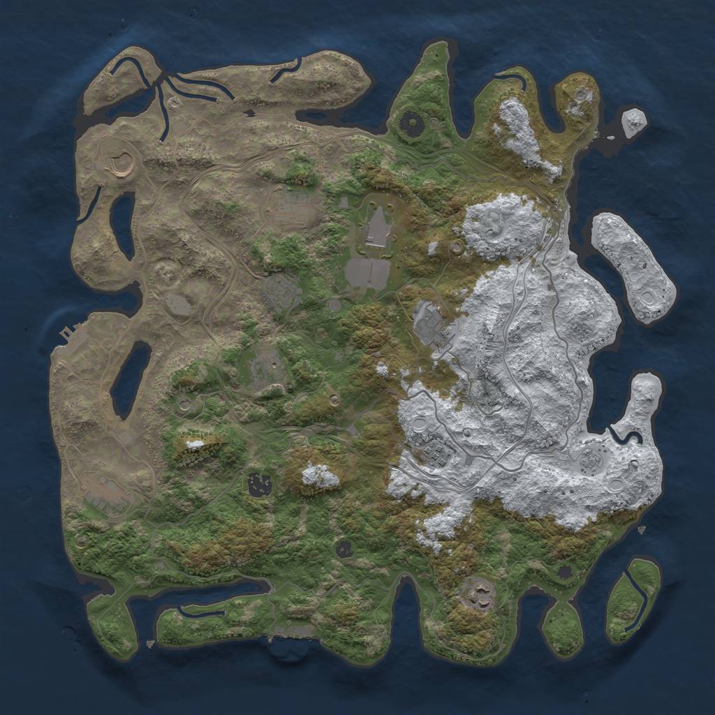 Rust Map: Procedural Map, Size: 4250, Seed: 1386086573, 19 Monuments