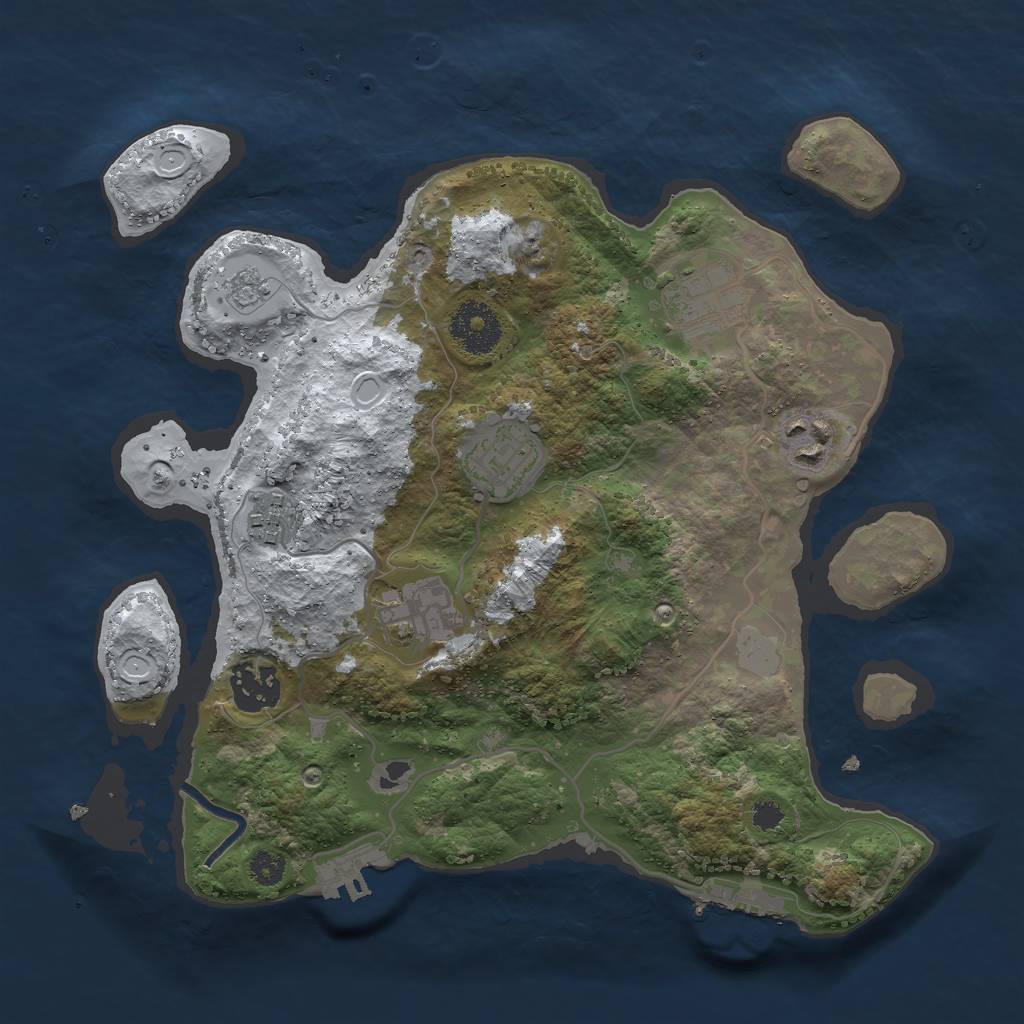 Rust Map: Procedural Map, Size: 3000, Seed: 1802454896, 14 Monuments