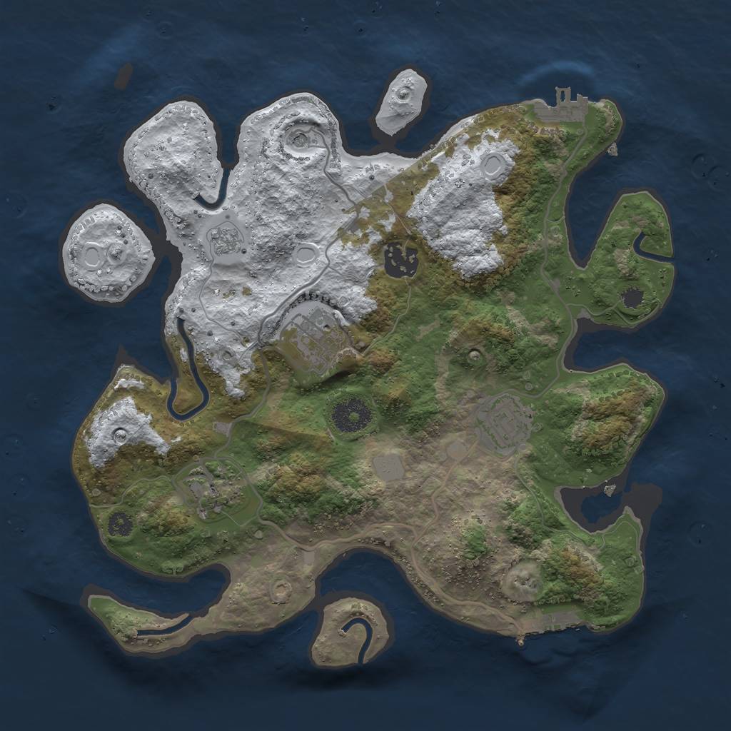 Rust Map: Procedural Map, Size: 3000, Seed: 1438669598, 13 Monuments