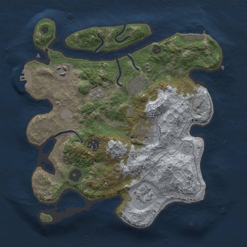 Rust Map: Procedural Map, Size: 3000, Seed: 411723606, 14 Monuments