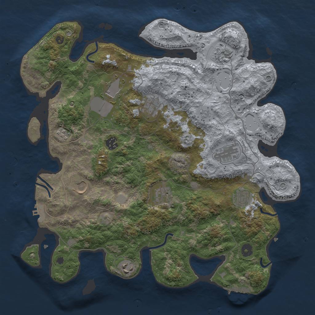 Rust Map: Procedural Map, Size: 3800, Seed: 35323890, 17 Monuments