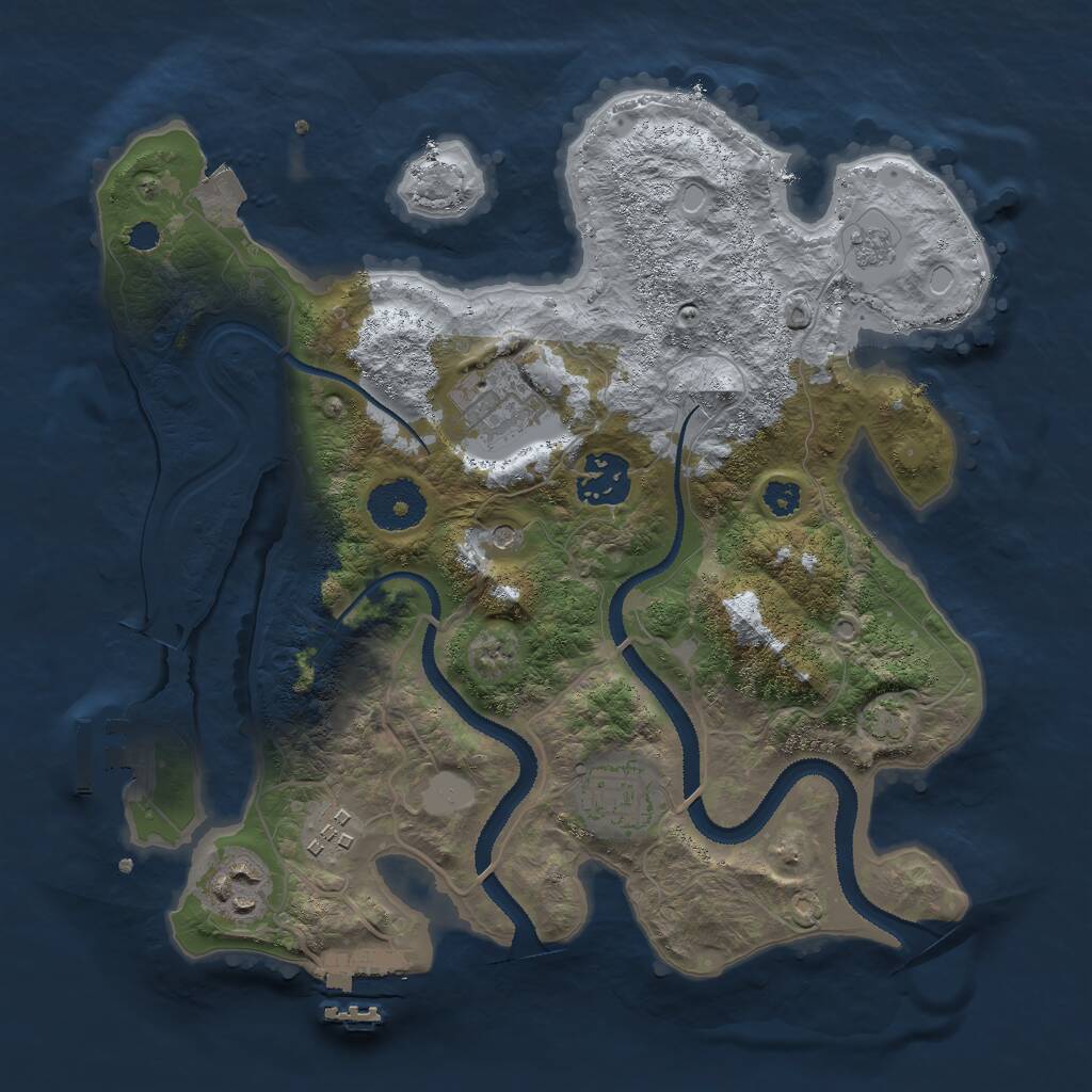 Rust Map: Procedural Map, Size: 3000, Seed: 5283, 11 Monuments