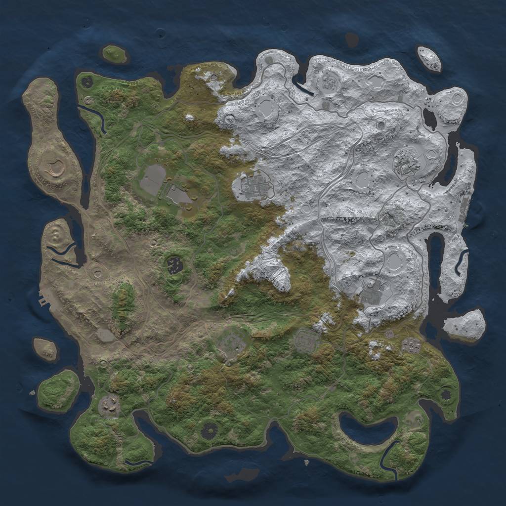 Rust Map: Procedural Map, Size: 4500, Seed: 663762496, 19 Monuments