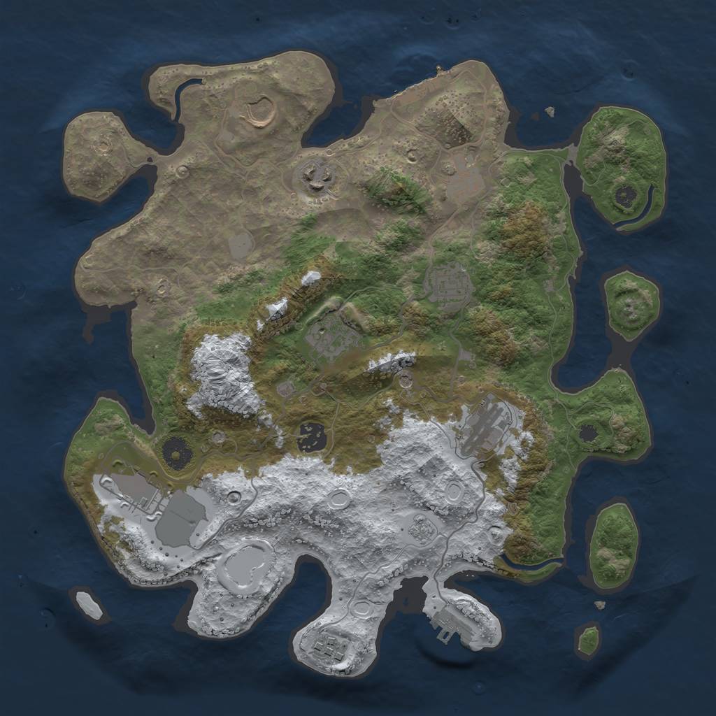 Rust Map: Procedural Map, Size: 3500, Seed: 53301200, 18 Monuments