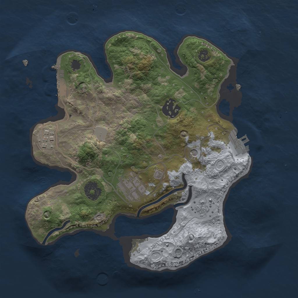 Rust Map: Procedural Map, Size: 2500, Seed: 1777569833, 12 Monuments