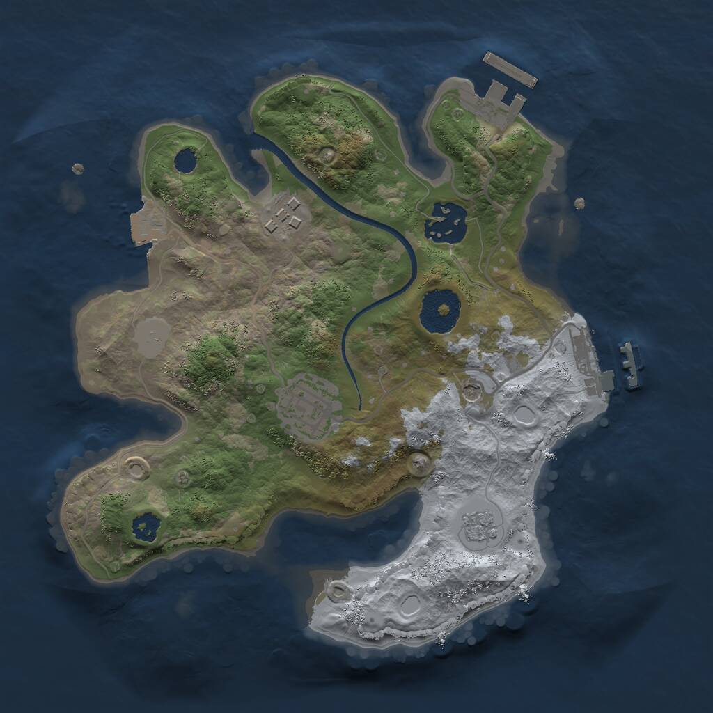 Rust Map: Procedural Map, Size: 2500, Seed: 1777569833, 8 Monuments