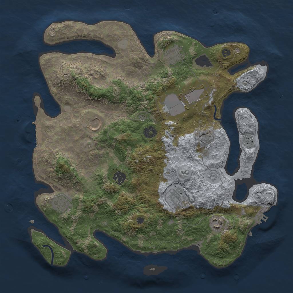 Rust Map: Procedural Map, Size: 3500, Seed: 834306738, 17 Monuments
