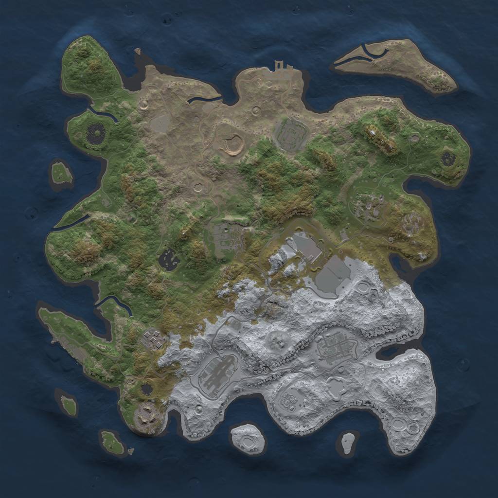 Rust Map: Procedural Map, Size: 3600, Seed: 365727638, 19 Monuments