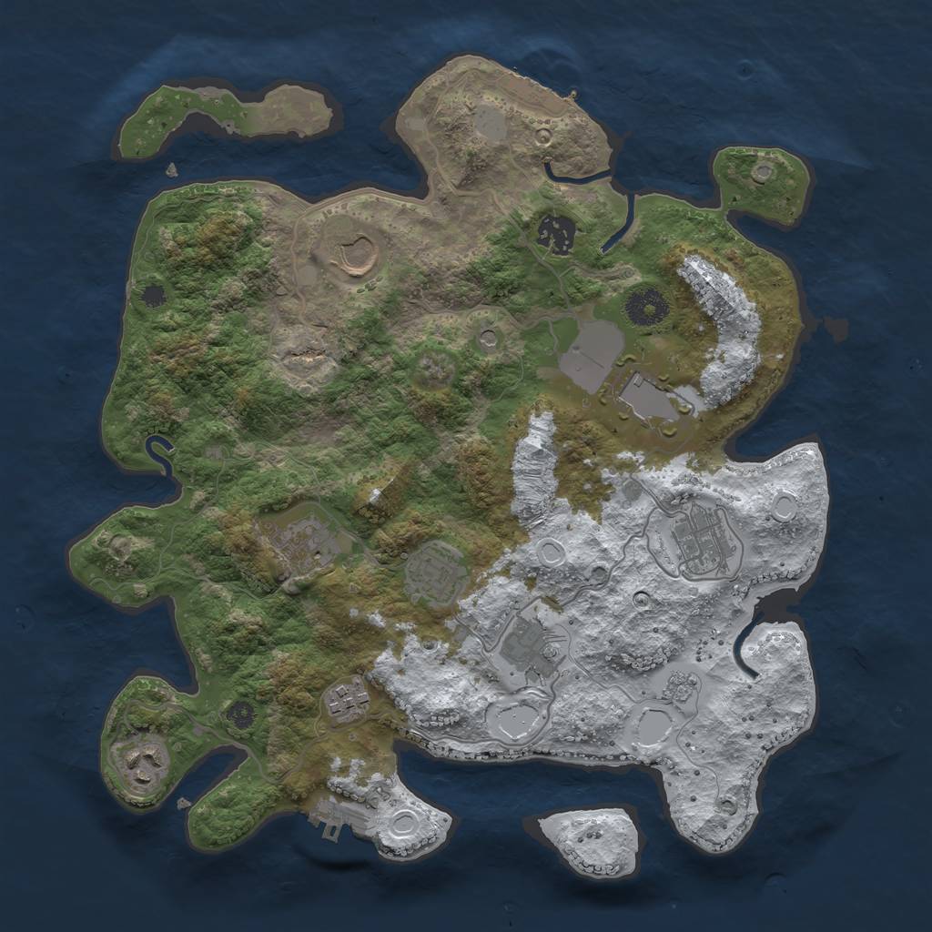 Rust Map: Procedural Map, Size: 3500, Seed: 14601, 18 Monuments