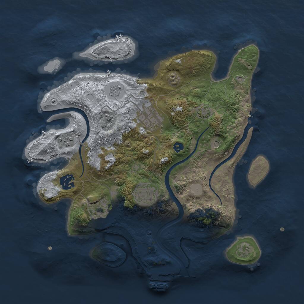 Rust Map: Procedural Map, Size: 3000, Seed: 10705, 10 Monuments
