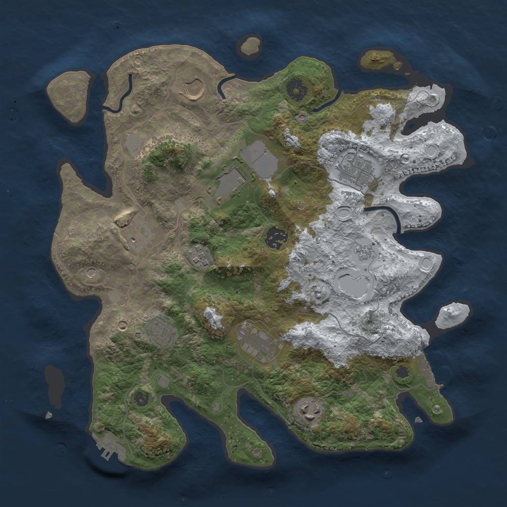 Rust Map: Procedural Map, Size: 3500, Seed: 109550874, 18 Monuments