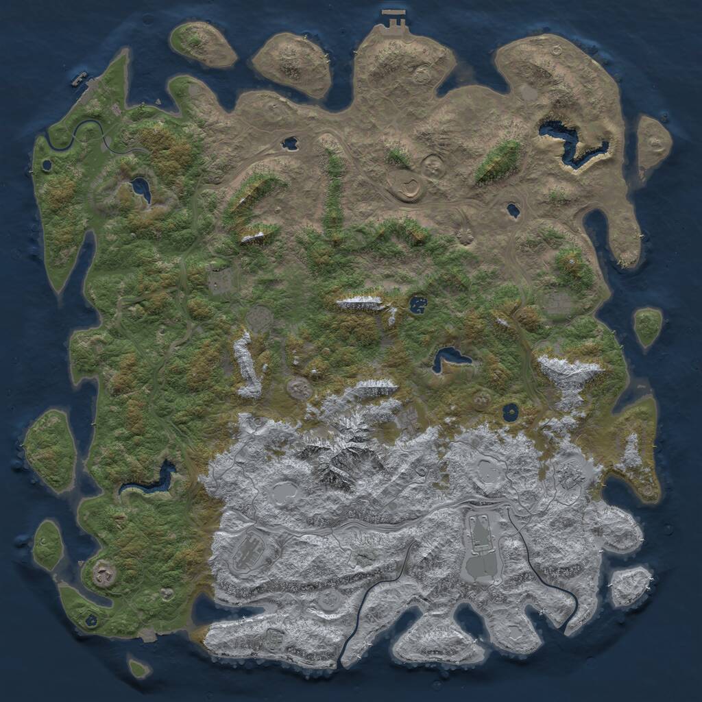 Rust Map: Procedural Map, Size: 6000, Seed: 69426, 17 Monuments