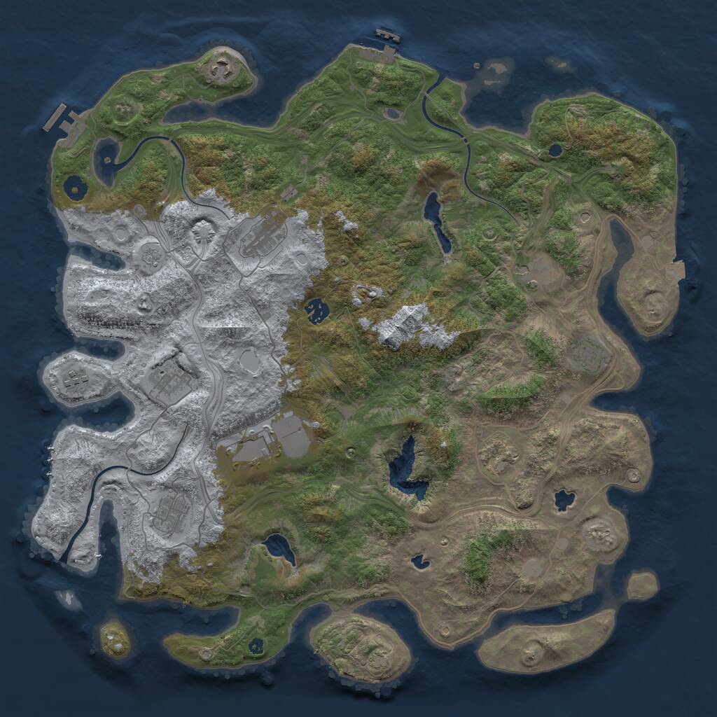 Rust Map: Procedural Map, Size: 4500, Seed: 399655687, 16 Monuments