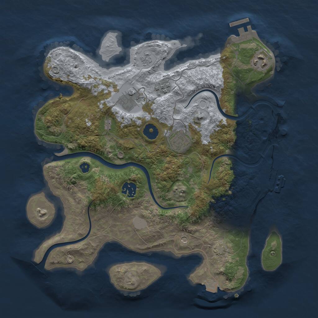 Rust Map: Procedural Map, Size: 3200, Seed: 3496766, 11 Monuments
