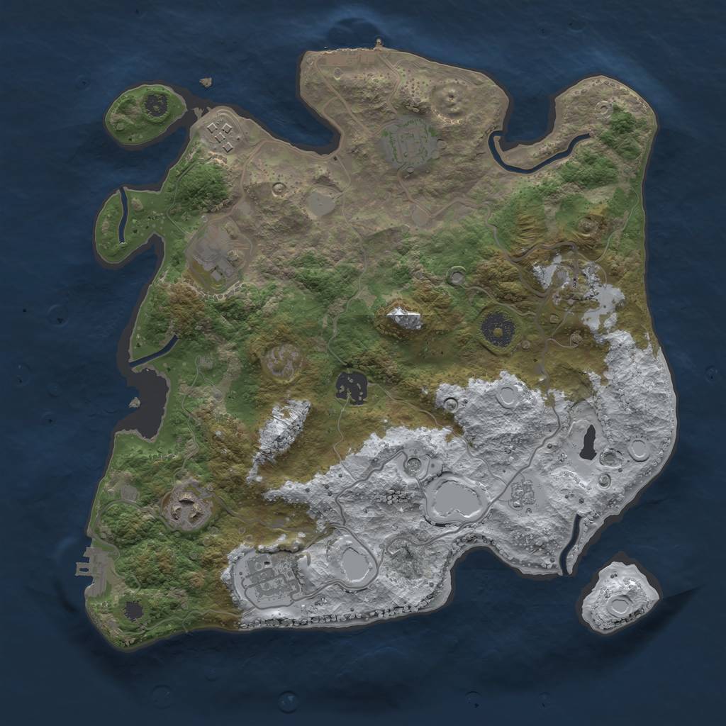 Rust Map: Procedural Map, Size: 3250, Seed: 15950493, 16 Monuments