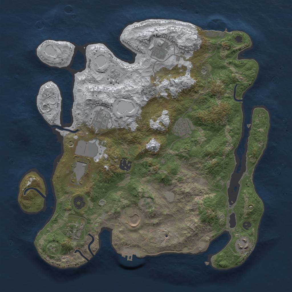 Rust Map: Procedural Map, Size: 3500, Seed: 30527928, 18 Monuments