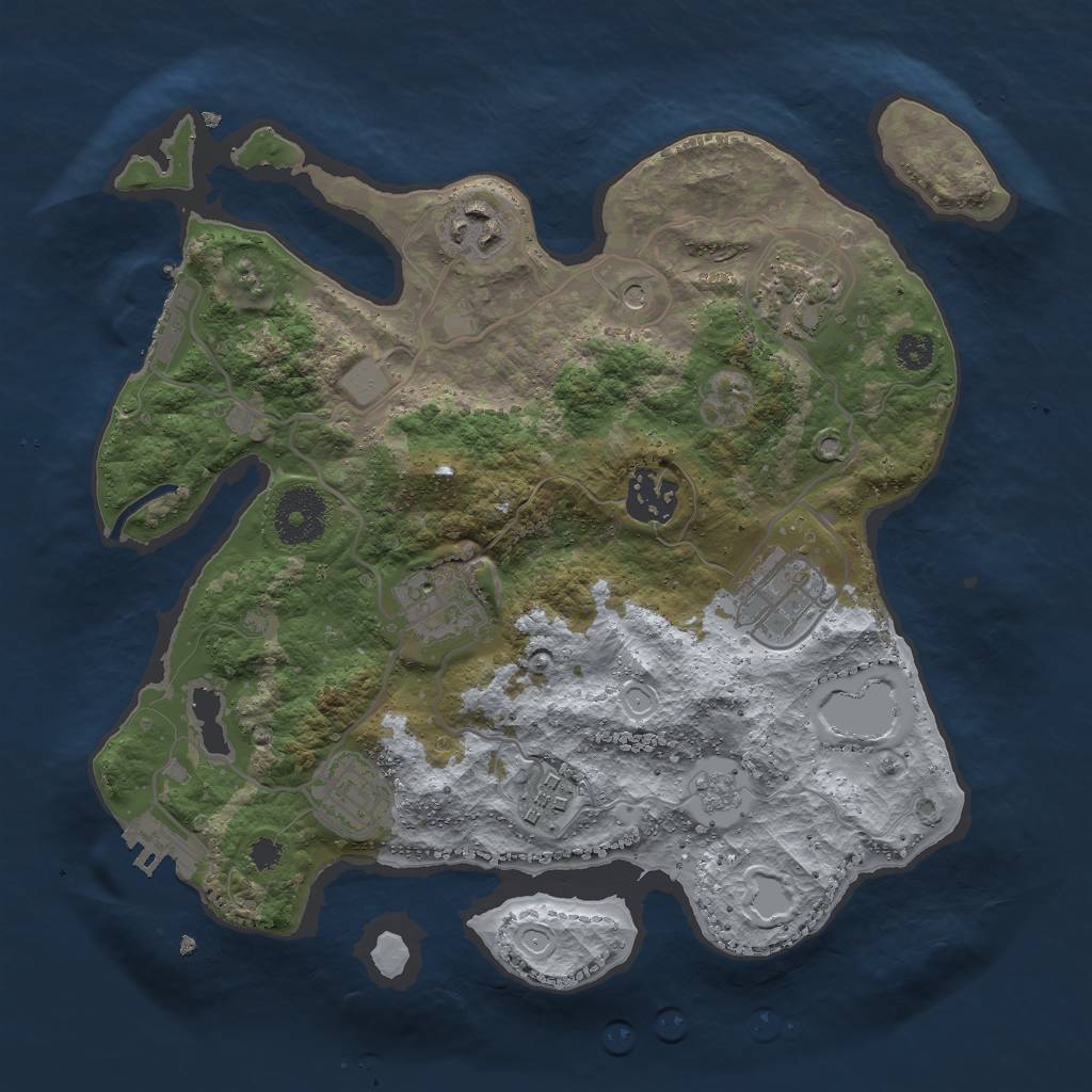 Rust Map: Procedural Map, Size: 3000, Seed: 16679, 14 Monuments