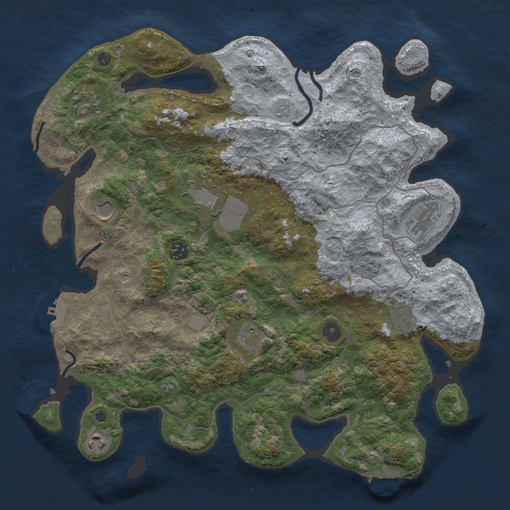 Rust Map: Procedural Map, Size: 4000, Seed: 35323890, 18 Monuments