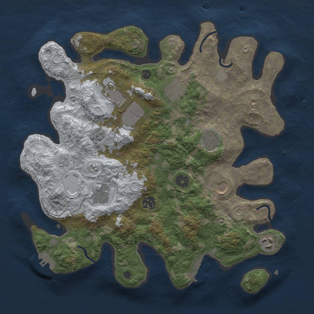 Rust Map: Procedural Map, Size: 3500, Seed: 11840, 17 Monuments