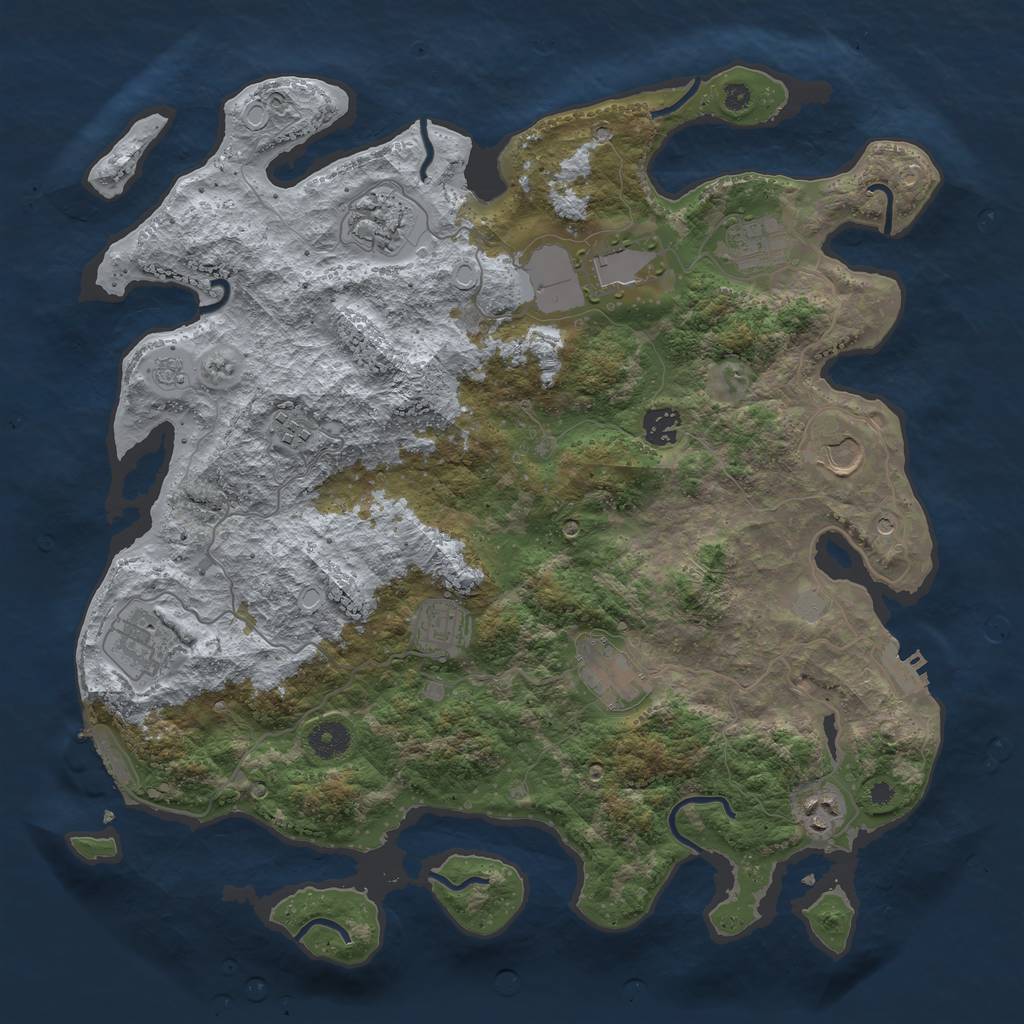 Rust Map: Procedural Map, Size: 3950, Seed: 1684511314, 19 Monuments