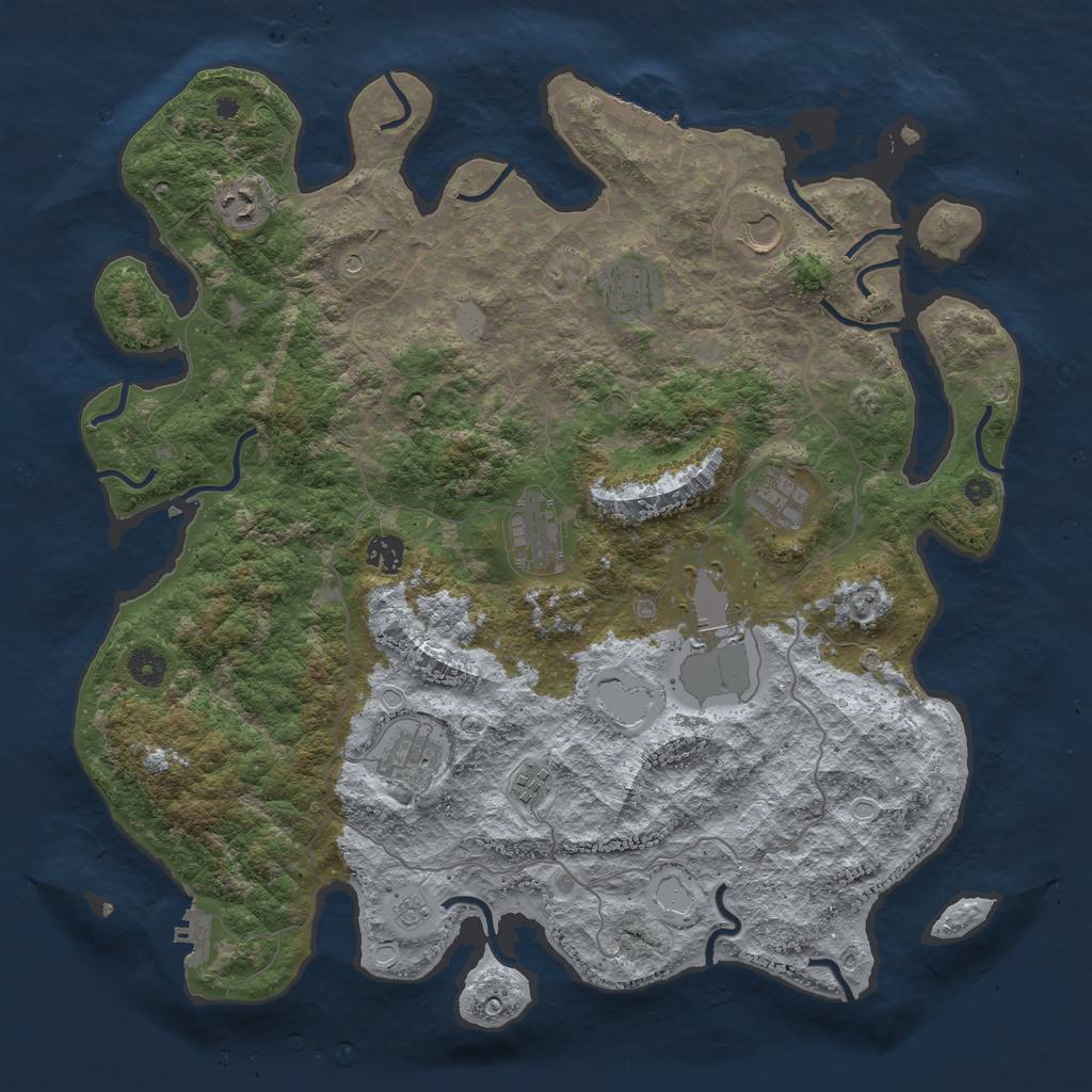 Rust Map: Procedural Map, Size: 4200, Seed: 50000, 18 Monuments