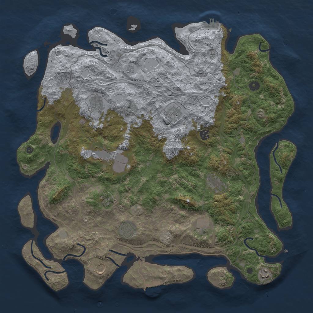 Rust Map: Procedural Map, Size: 4500, Seed: 1273372215, 20 Monuments